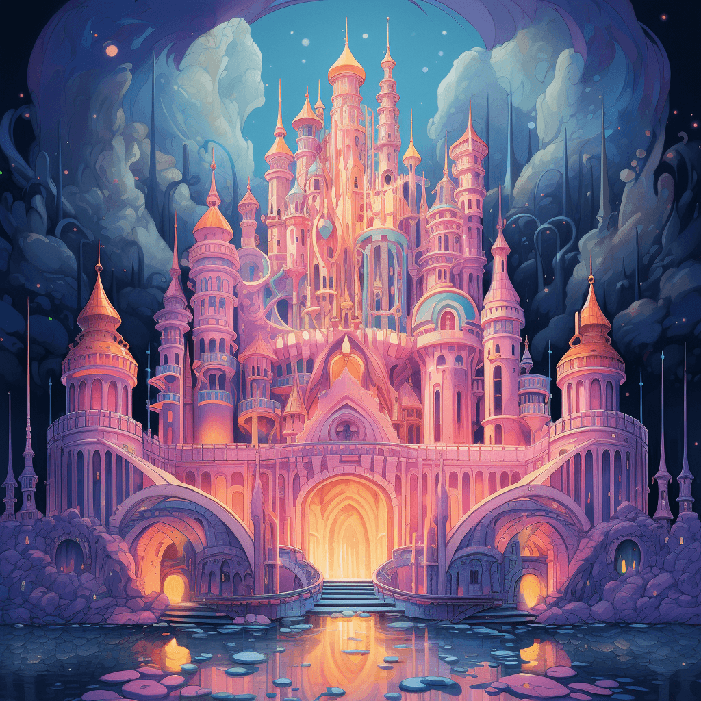 AI generated: 3d 16-bit fantasy anime castle, Martin Puryear, intricate, vibrant color palette, ethereal lighting,...