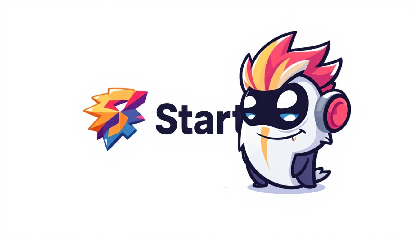 AI generated: A cartoon and modern logo design startup, featuring a stylized cartoon icon with sharp,The overall s...