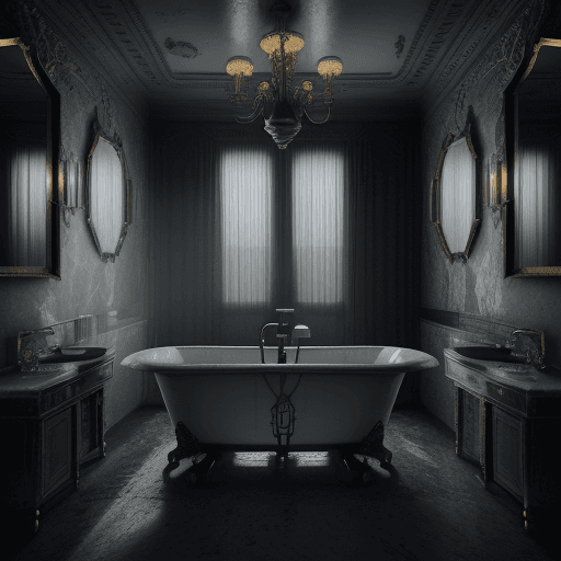 AI generated: A digital illustration ,  Drawing inspiration from H.R. Giger, the Old apartment, bathroom, bathtub,...