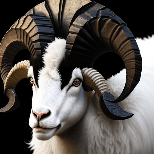 AI generated: Ram animal background black