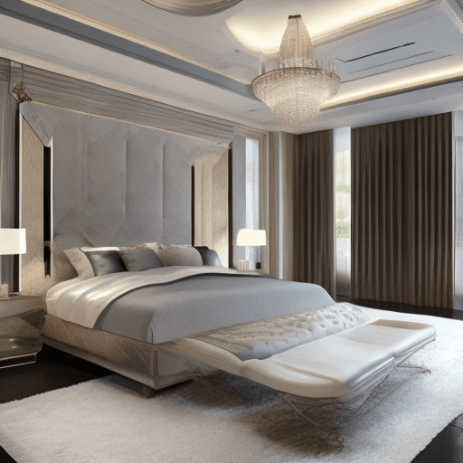 AI generated: a modern master bedroom suite 
with luxury interiors