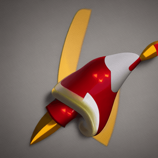 AI generated: Logo design 3D rocket The colors are red, white and gold