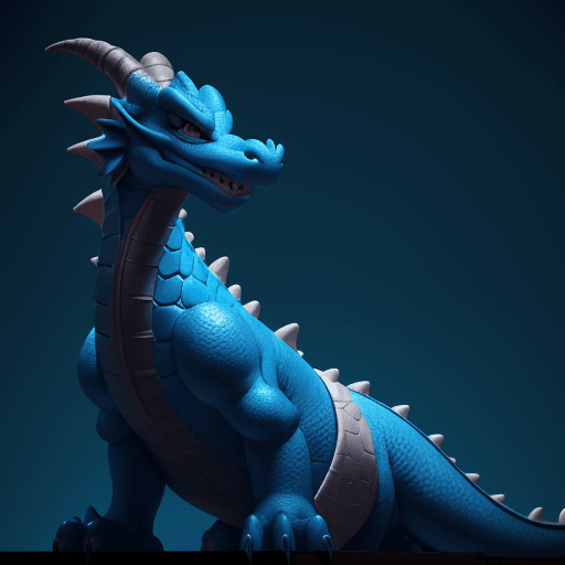 AI generated: A Walt Disney style dragon that looks sad. His color is sky blue and the ambient lighting is focused...