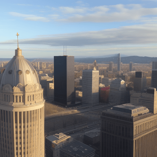 AI generated: big bank from city view
