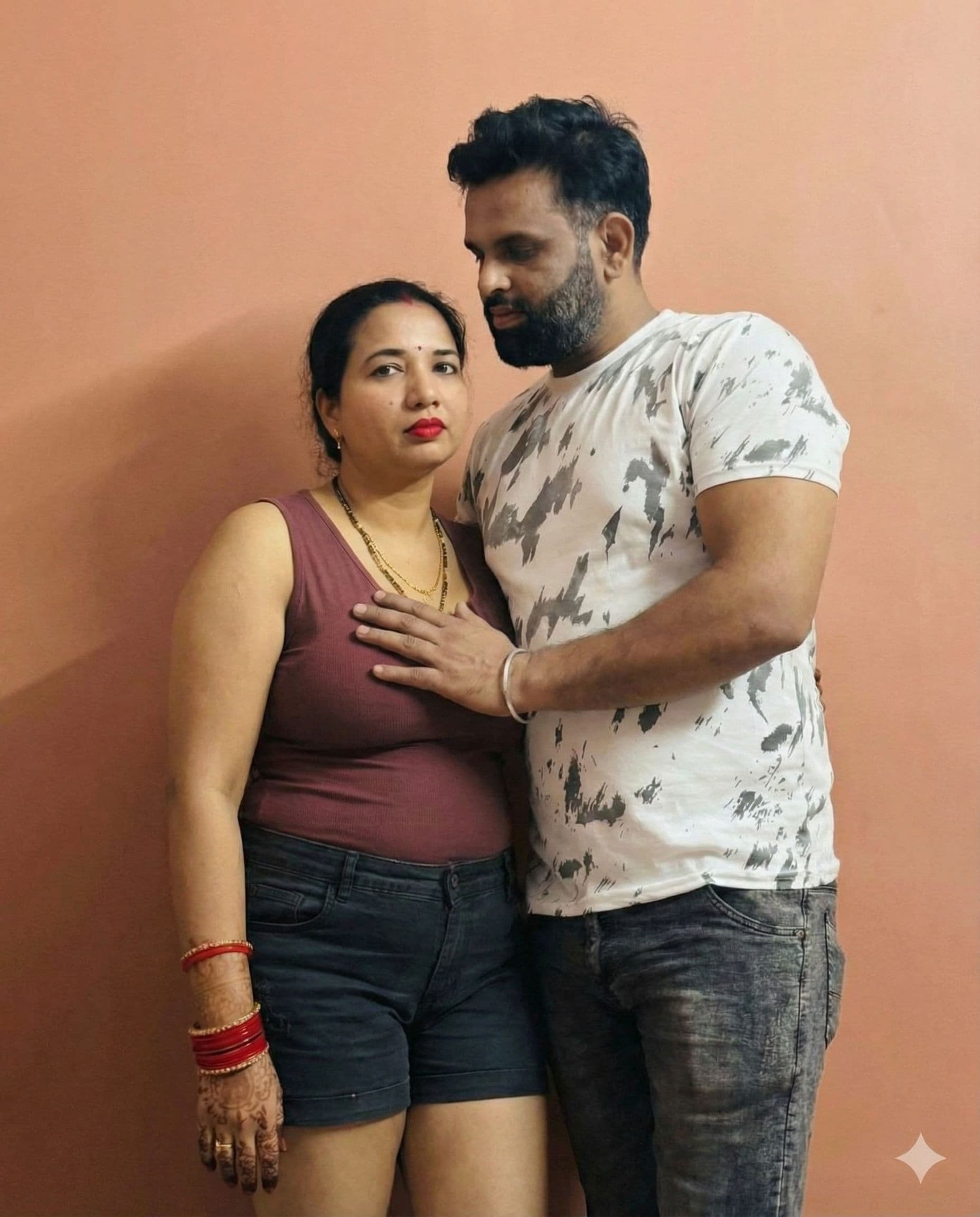 AI generated: Create show boobs , boy hand on girl chest 