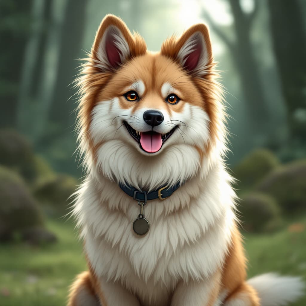 AI generated: mutt oc, feral, character for roleplay, realistic, forest, dog, realistic, fluffy dog, realism, phot...