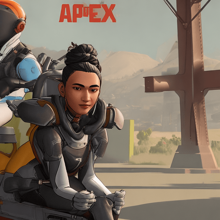 AI generated: Loba from the Game Apex Legends sitting on a Grey Mannequin's lap