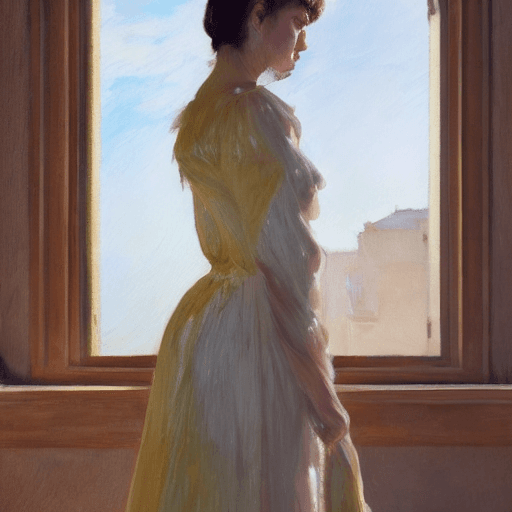 AI generated: portrait of a young woman, intricate artwork by Joaquin Sorolla, soft natural light, 85mm, sunshine ...