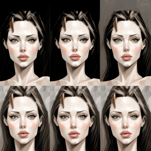 AI generated: a collage of angelina jolie women's faces in mosaic, in the style of andrew atroshenko, peter gric -...