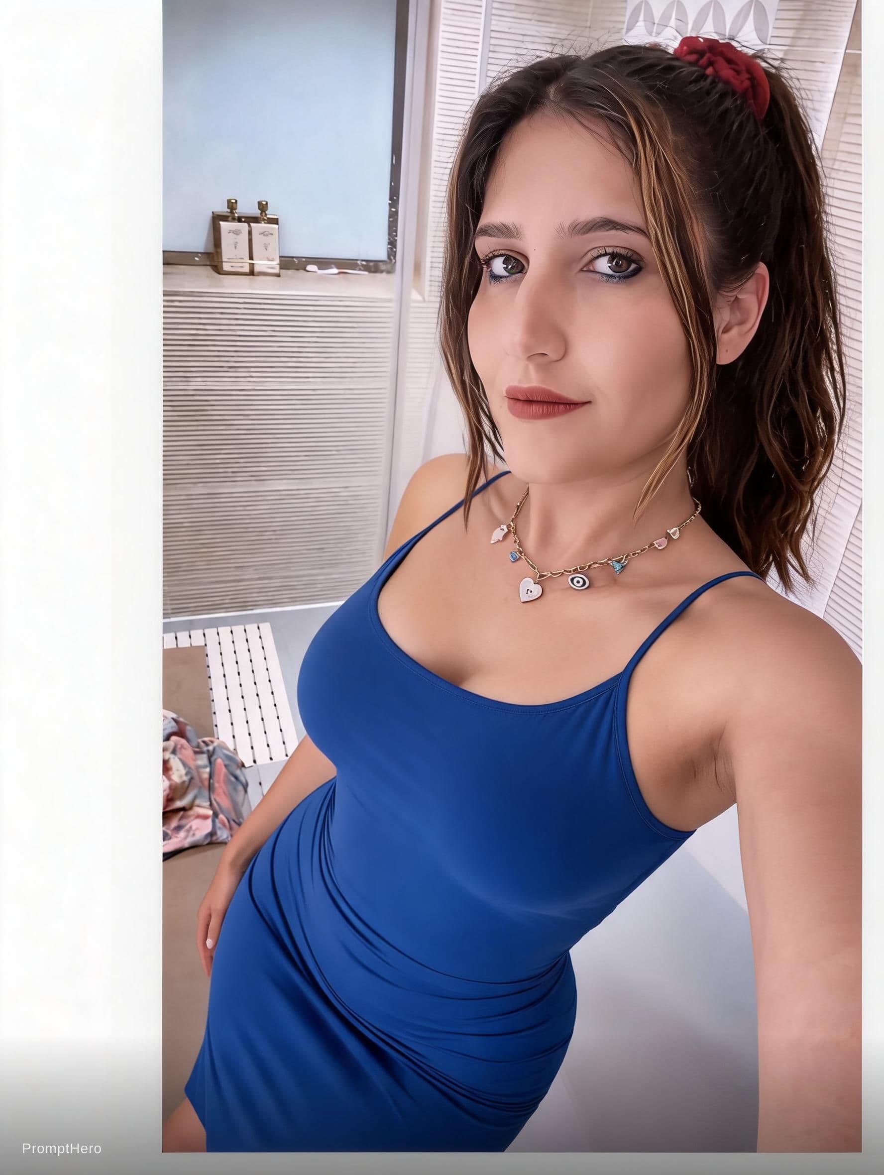 AI generated: Hot seductive pose in revealing dress