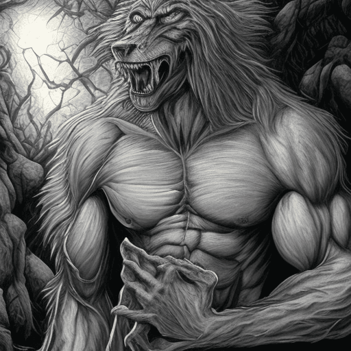 AI generated: Werewolf Transformation, An incredibly detailed image of a man in the throes of transformation into ...