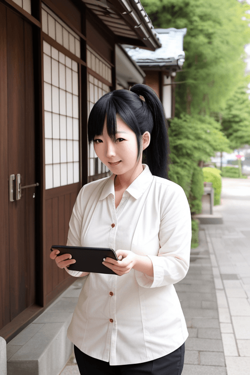AI generated: [lifestyle photoraphy] photo of japanese woman, age 31, varied tails hairstyles (black hair, fluffy,...