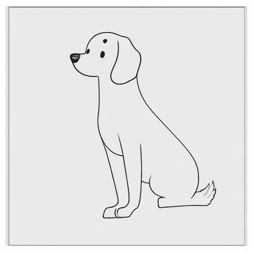 AI generated: A drawing of a dog in one-line drawing, figure outline only, single line, simple, in the style of on...