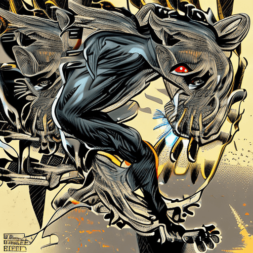 AI generated: a panther in motion, elegant, intricate background, epic composition, dark tones, unforgettable, ver...