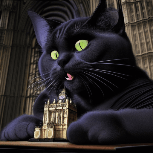 AI generated: Big ginger cat eating big ben