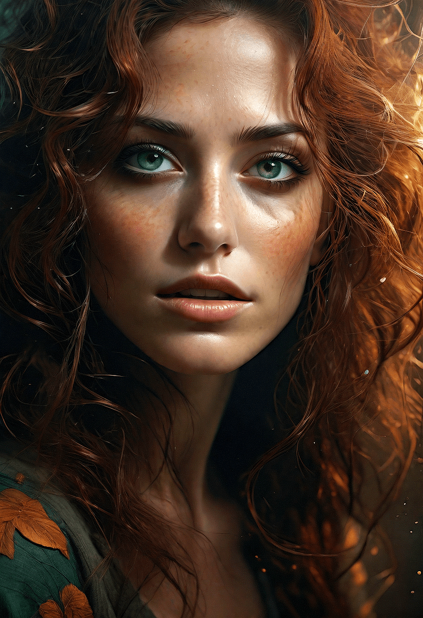 AI generated: A beautiful lady, extremely details, 32K, UHD, freckles:0.3), green eyes, masterpiece