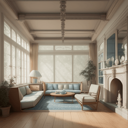 AI generated: High resolution photography interior design, dreamy sunken living room conversation pit, wooden floo...