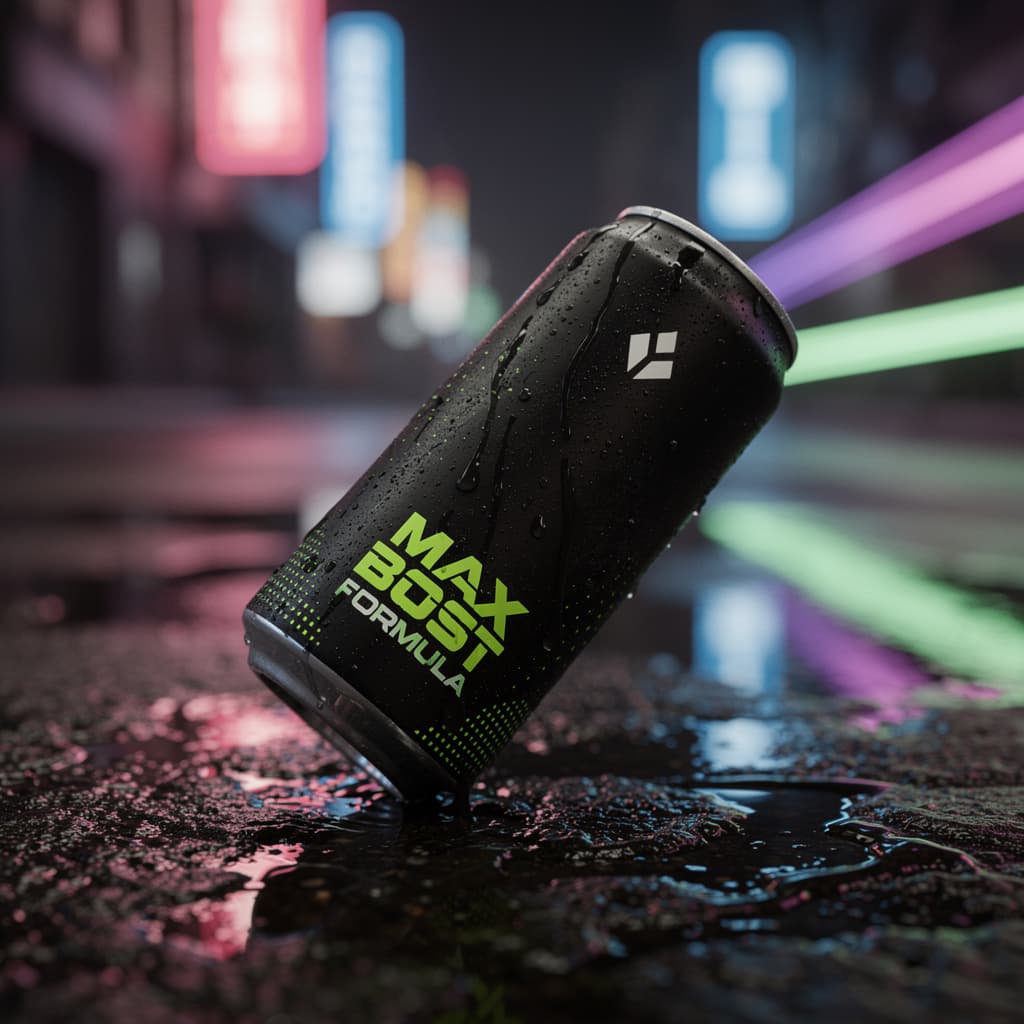 AI generated: A high-resolution, dynamic photograph of a single 500ml sleek aluminum beverage can (matte finish, b...