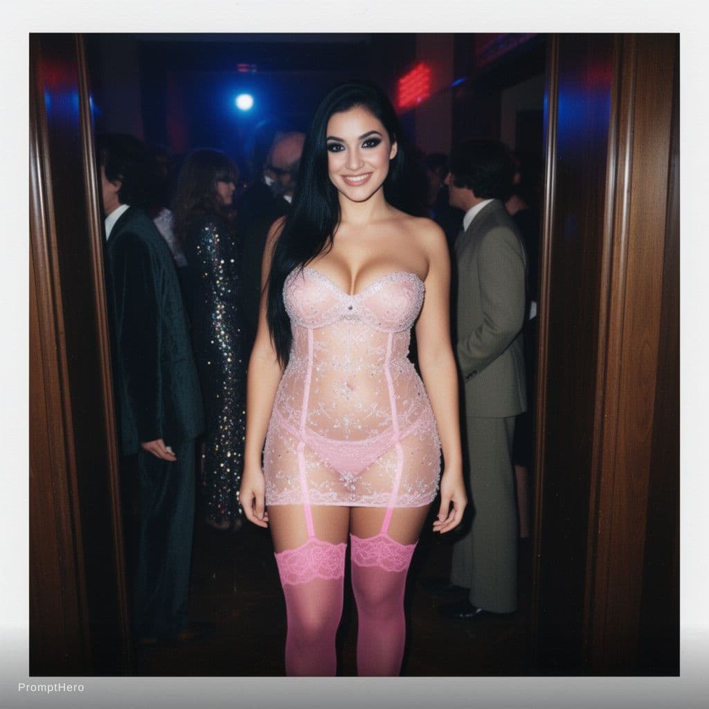 AI generated: Polaroid photo of a 18-year-old italian girl,  with a beautiful face and a sultry,big smile. smokey ...