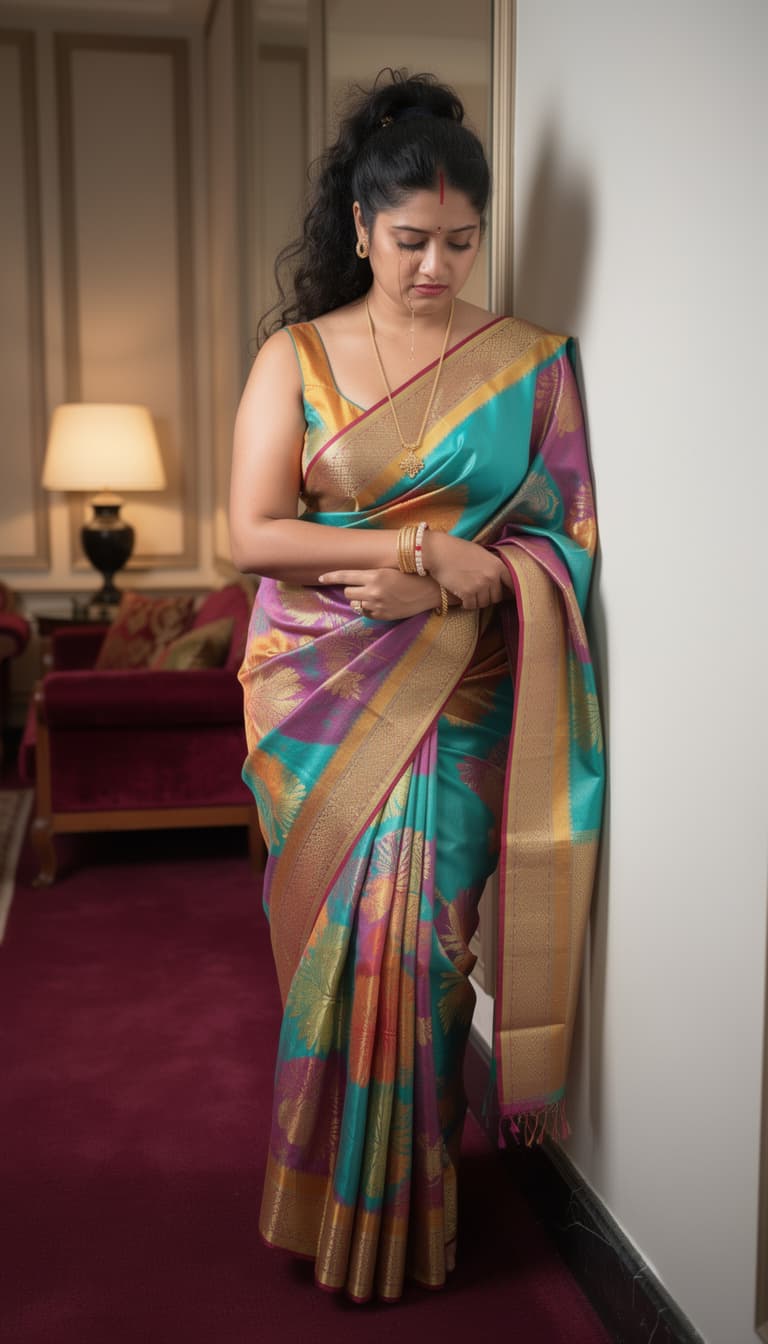 AI generated: full body view  of most beautiful women in her 30s as most beautiful indian realstic girl with plus ...