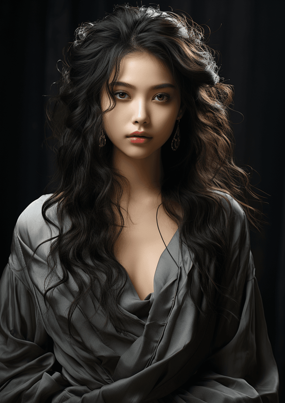 AI generated: a very beautiful woman posing for the camera, in the style of uncanny valley realism, anime aestheti...