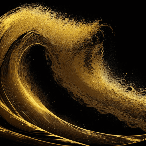 AI generated: in an entire black background put a golden shade effect wave from left to right, from side to side, ...