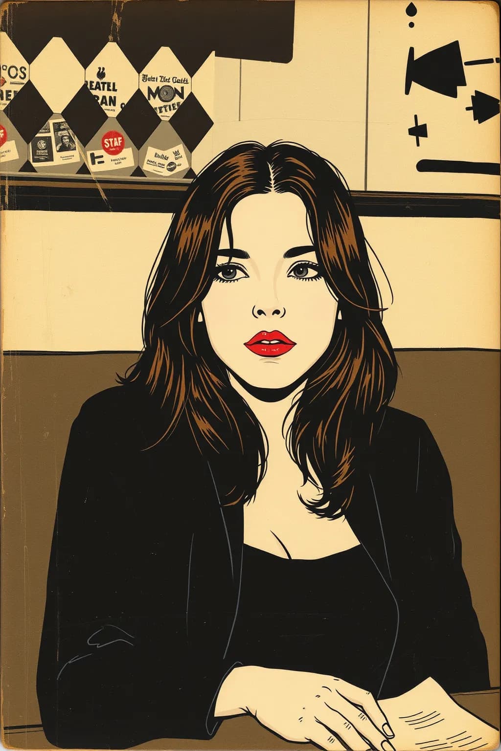 AI generated: An old scratched photo, Sexy Girl by Adrian Tomine.