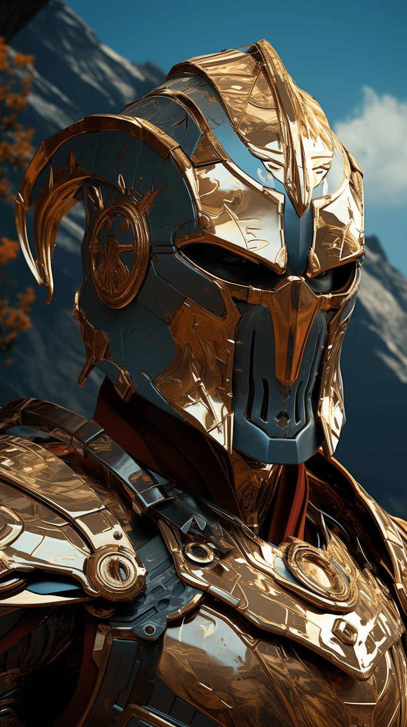 AI generated: the warrior from the sparta region holds up a shield, in the style of light gold and light crimson, ...