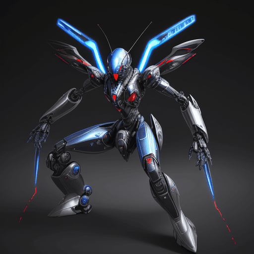 AI generated: 100 the army, max epic, blue ant army with silver armor invasion the planet, gun fire each other wit...