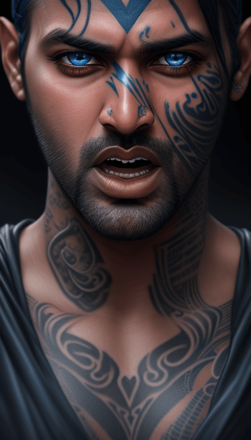 AI generated: close up photography, blue eyes, dramatic and stunning award winning photo, dramatic linear delicacy...