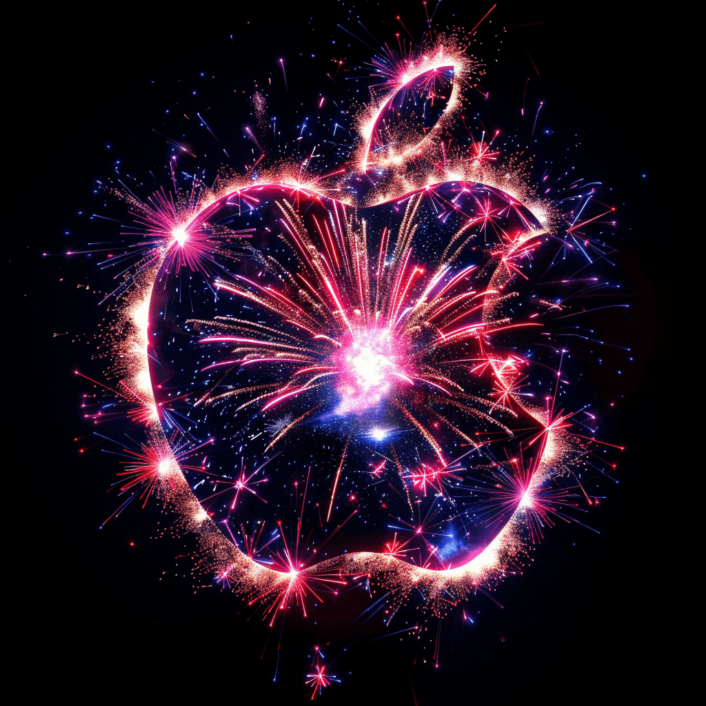 AI generated: Apple logo with fireworks