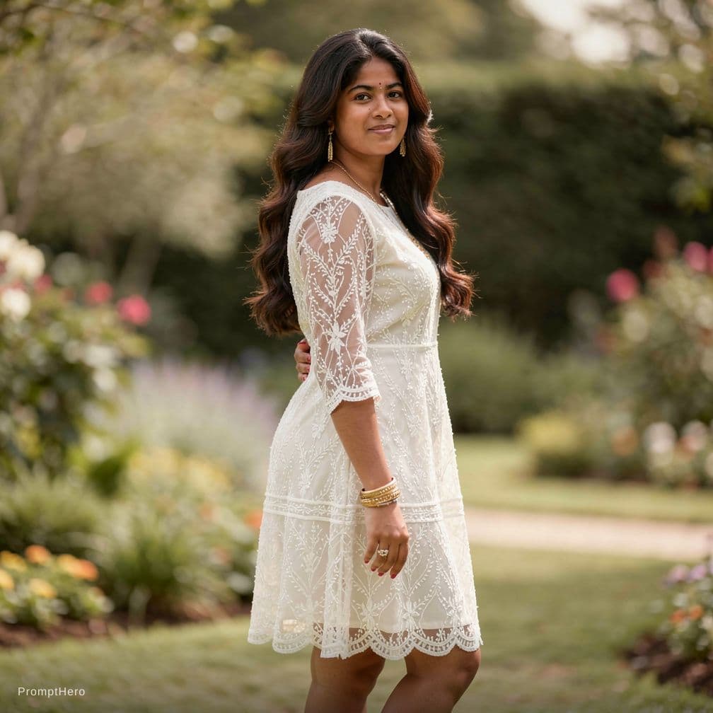 AI generated: The image captures a woman in an outdoor setting, exuding confidence and style. She is positioned ce...