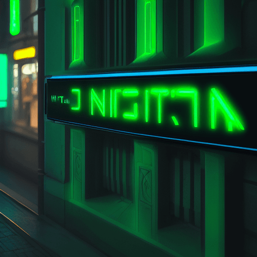 AI generated: digital channels of St. Petersburg, green neon light, futuristic, realism
