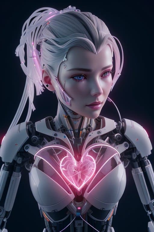 AI generated: complex 3d render ultra detailed of a beautiful porcelain heart, cyborg, robotic parts, cinematic li...