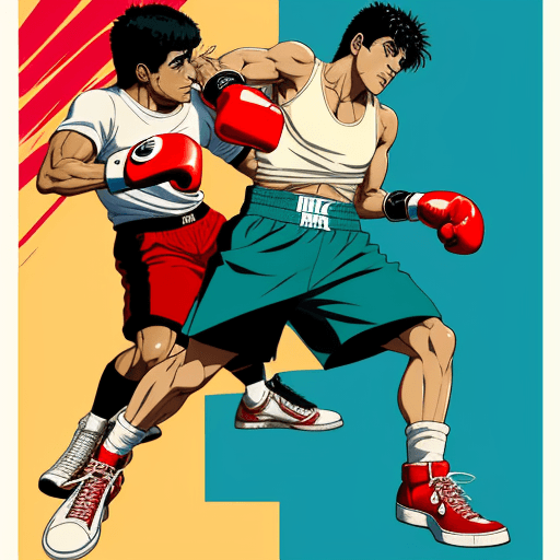 AI generated: concept art in 2D cartoon style featuring Ricardo Martinez boxing in the anime Hajime no Ippo, while...