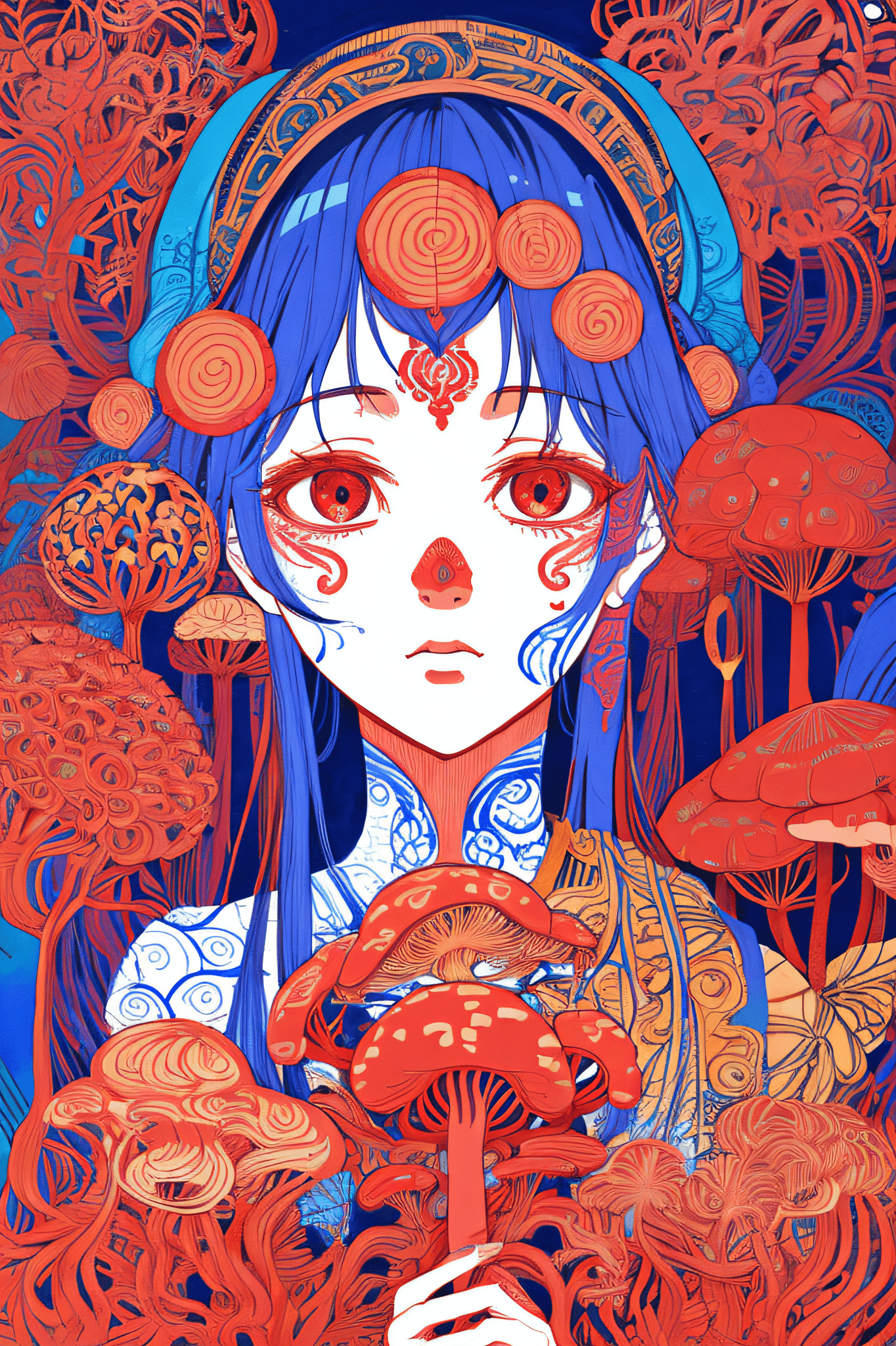 AI generated: masterpiece, best quality, flat color, limited palette, low contrast, 1girl, serafuku, long straight...