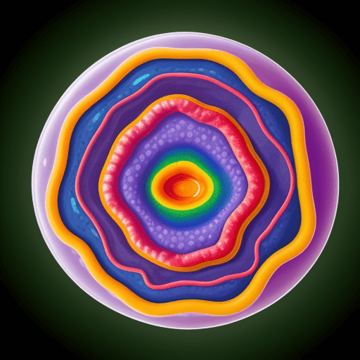 AI generated: Photo of a ultra realistic cell with organelles, colorful, 