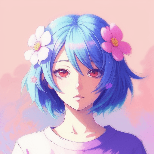 AI generated: portrait of a beautiful anime flower, lofi colors:: anime drawing, anime, lofi art, lofi vibes::   -...