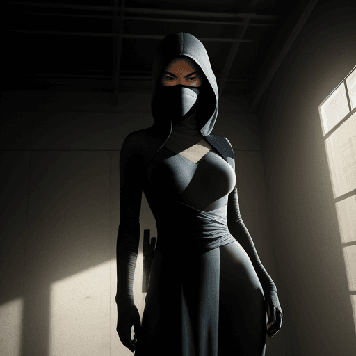 AI generated: Hyper realistic , daylight, indirect lighting, AD magazine, ninja, girl