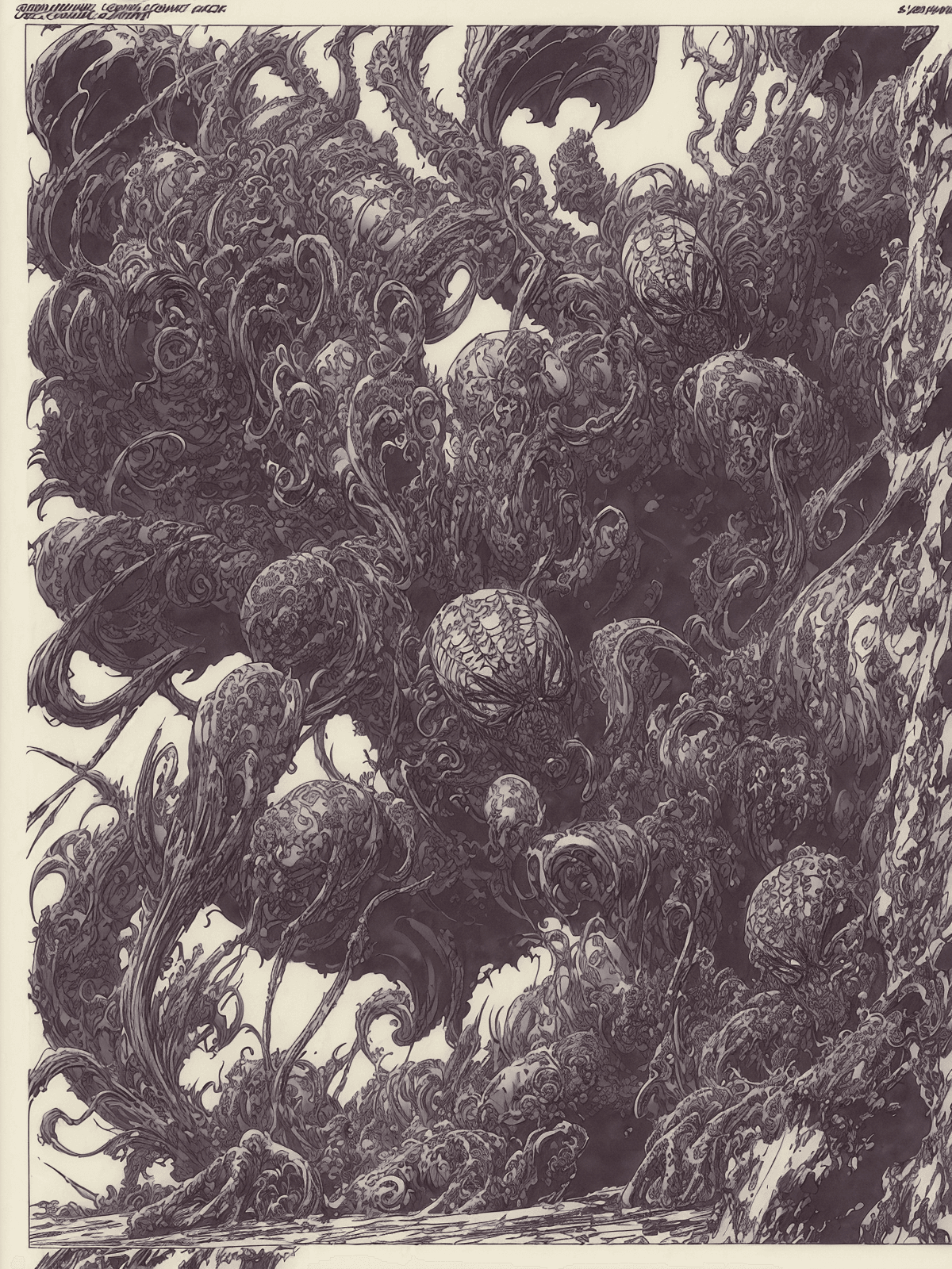 AI generated: spider by ((((Esteban Maroto)))), (Jim Steranko), ((((comic book)))), (artstation:1. 1), (intricate ...