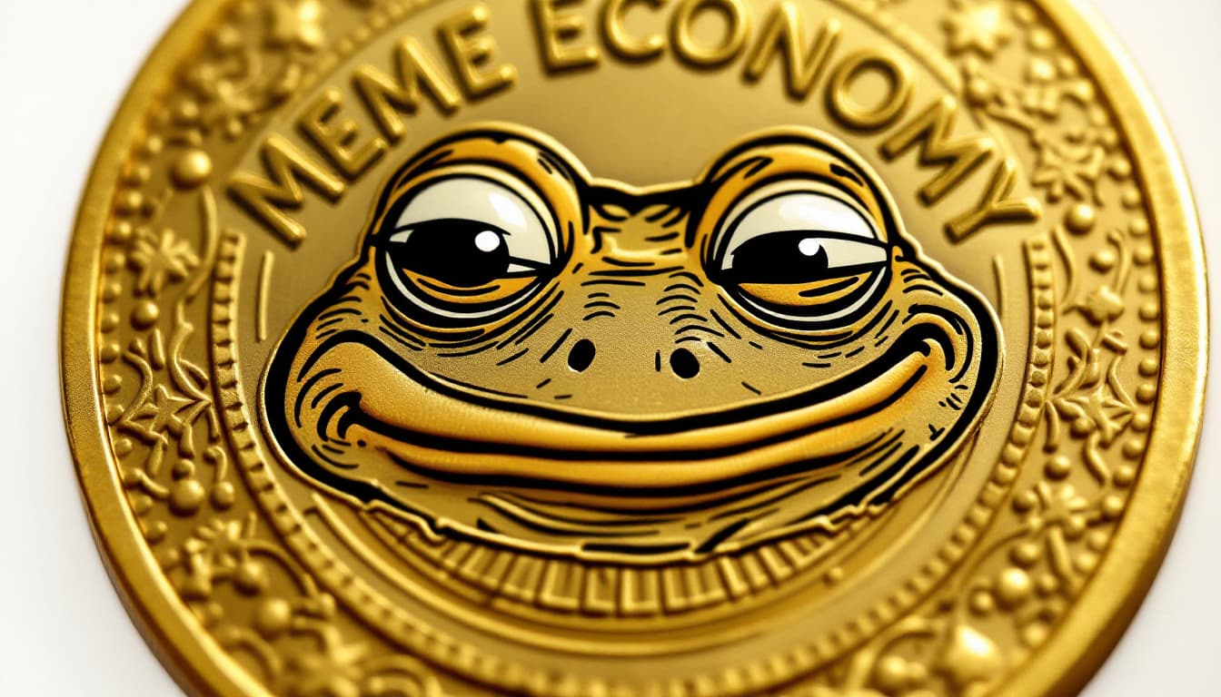 AI generated: A custom-designed meme coin featuring a smirking frog face in a hand-drawn cartoon style (original d...