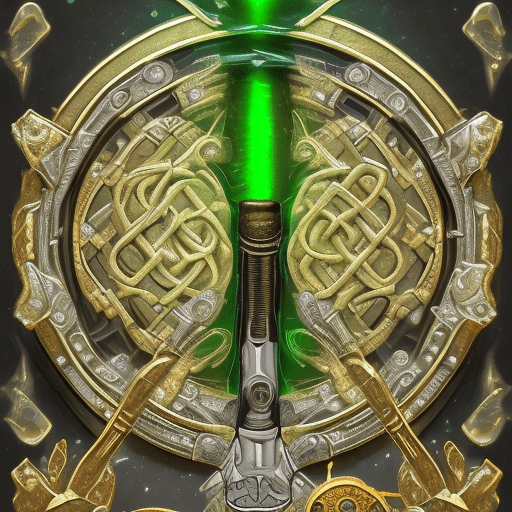 AI generated: schematics for a double barrel glock gun, forged with cursed leprechaun gold, fairy dust and obsidia...