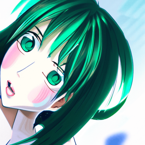 AI generated: anime girl with green hair and a white top and black shorts, anime moe artstyle, mikudayo, seductive...