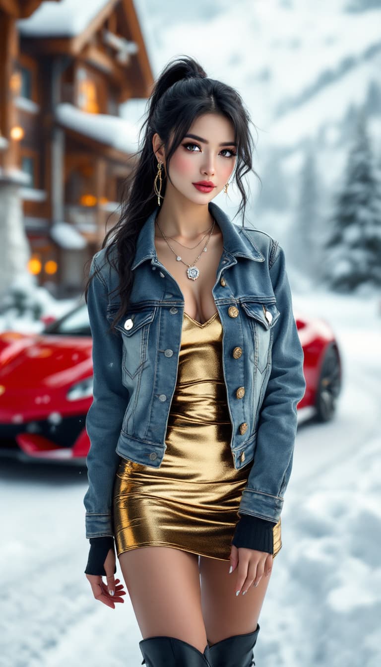 AI generated: hyper-realistic photo of a 20years  female boss, Black Hair, beautiful face, ponytail, wearing expen...