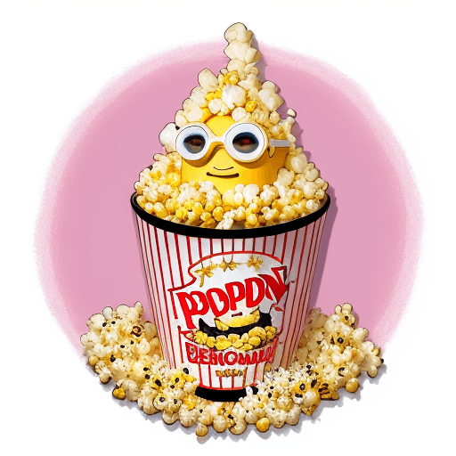 AI generated: A humanoid popcorn kernel character, inspired by the art style of Salt Bae, delicately sprinkling sa...