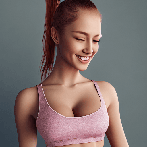 AI generated: beautiful young woman, full body, happy and smiling, long auburn hair in a ponytail, hazel eyes, fai...