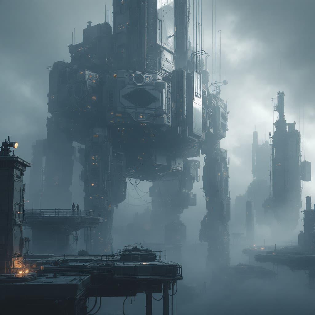 AI generated: 3d rendering, Tsutomu Nihei, complex system, equipment with hyper detail, future mechanical society,...