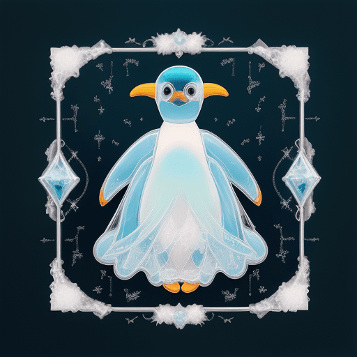 AI generated: painting of an abstract ethereal semi-transparent iridescent penguin in a dress in the style of Jane...