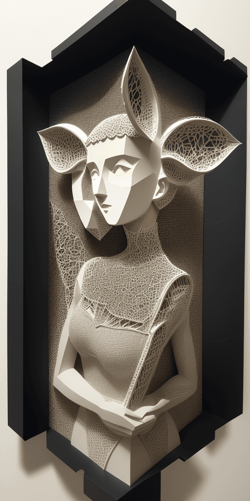 AI generated: (16k laser cut 4d art rfktrstyle "Why, Mary loves the lamb, you know,"), ((depth)), (Cubist Fragment...