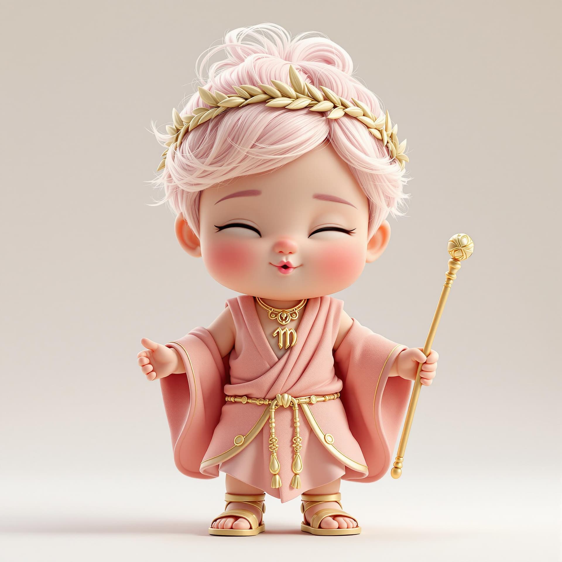AI generated: whimsical Realistic of Pixar,Bryce 3D,front view,A Virgo baby girl of 12 Astrology, half year's old,...